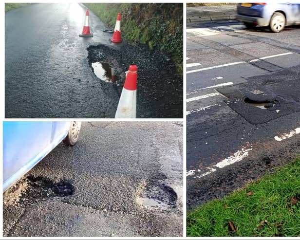 Potholes pictured previously in Derry, some of which have now been fixed.