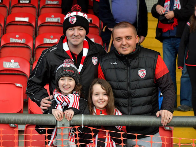 Derry City supporters delighted with their win over St Patrick’s Athletic on Friday night. DER2317GS-78