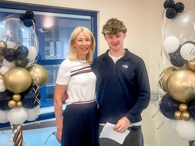 Ronan pictured with his mum celebrating his GCSE results.