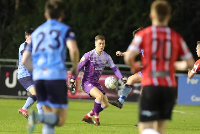 Derry City keeper 's Brian Maher produced a stunning save against UCD when Derry were under the cosh in the first half of Friday's match.