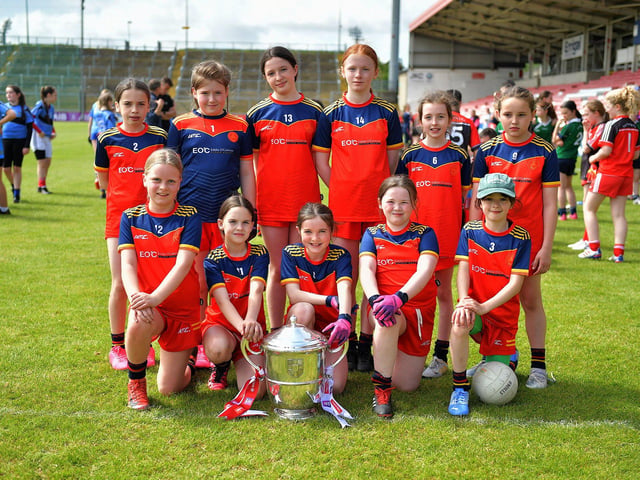 Tower Cup Plate winners, Steelstown Primary School, pictured with the Anglo-Celt Cup. Photo: George Sweeney. DER2321GS – 142