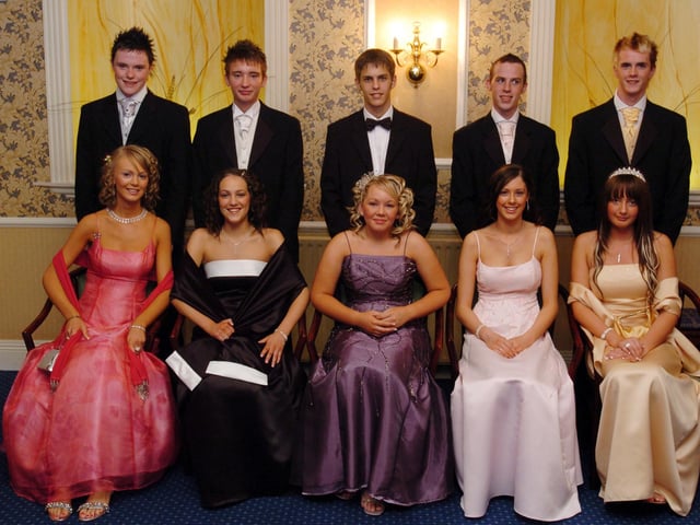 Group pictured at St Mary's College, Formal at the Broomhill Hotel. Included, seated from left, are Gemma McGuinness, Clare Wilkinson,, Bronagh Healy, Bronagh Johnston and Emma Jane McAllister. Back from left, are James O'Donnell, Mark Murray, Kieran MacHugh, Gregory McDaid, Aaron Finlay. (1110A03)