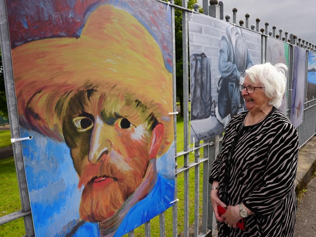 Celine Taylor with a striking portrait of Vincent Van Gogh.