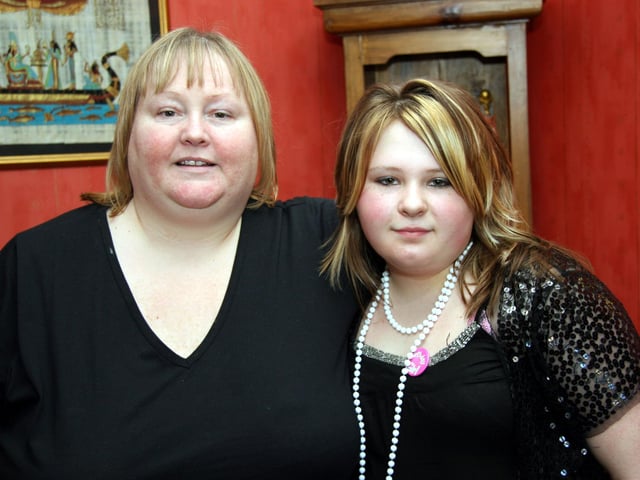 Emma pictured with her mum Ann on the occasion of her 14th birthday.0019JML : Parties in Derry in Spring 2006.