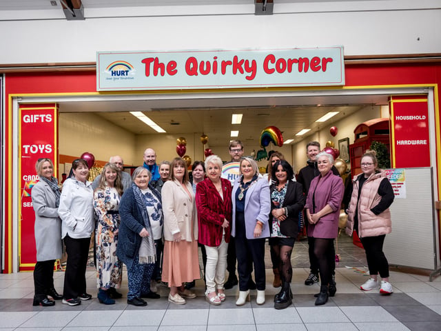 Mayor of Derry City and Strabane District, Councillor Sandra Duffy, opening The Quirky Corner in Quayside, which will help generate valuable funds for HURT services