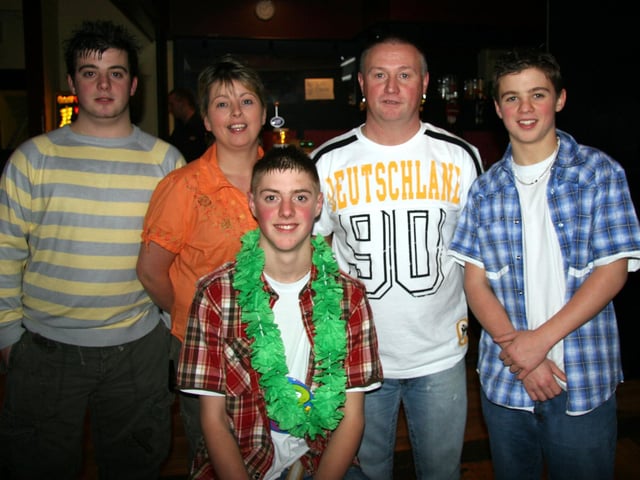 Patrick pictured with his mum Helena, dad George and brothers Paul and Darren on the occasion of his 18th birthday 0013JML : Parties and nights out in March 2006