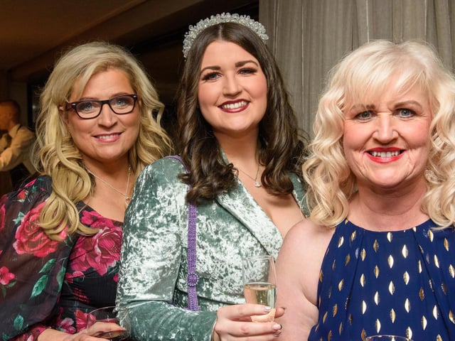 Jeanie Owens, Grace O’Kane and Sandra Gallagher pictured at Londonderry Musical Society’s 60th Anniversary dinner in the White Horse Hotel. Picture Martin McKeown. 14.01.23