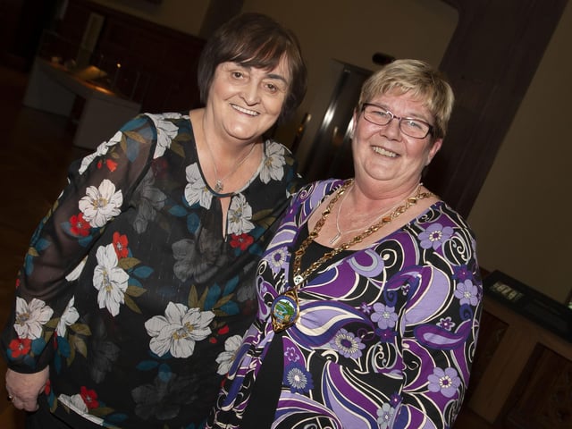Deputy Mayor Angela Dobbins poses for a pictured with Mrs. Duffy, the mother-in-law of Mayor, Sandra.