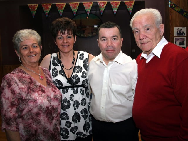 Birthday boy Charles pictured with his wife Marian, step-mum Margaret and dad Charles 0092JML : Parties and celebrations April 2006: Charles Harkin.