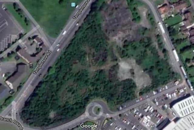 The proposed development site between College Glen and the Faustina Retail Park.