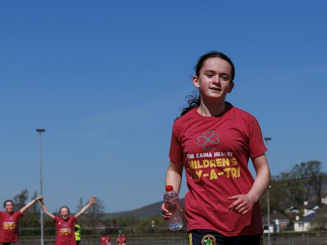 Participants in the Children's Try-A-Tri in memory of Caina Healey. Michelle Campbell/Micam Photography
