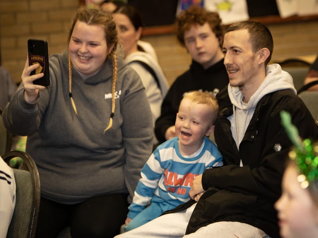 Happy faces at Saturday's Feile event in Pilot's Row Centre. : .