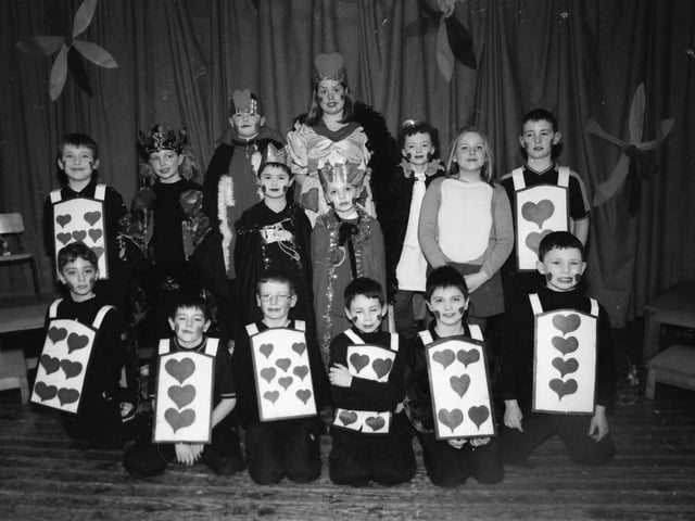 The cast of the Foyle Prep. School Christmas concert in 2000.