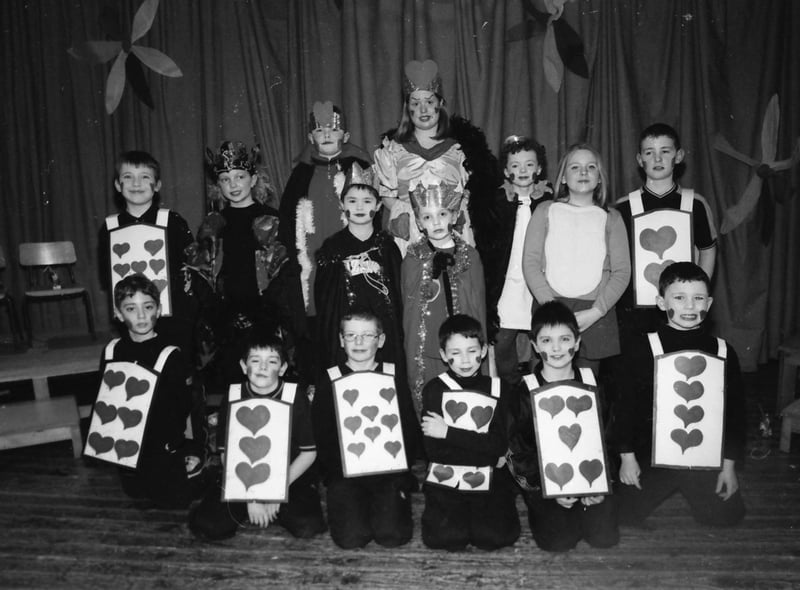 The cast of the Foyle Prep. School Christmas concert in 2000.