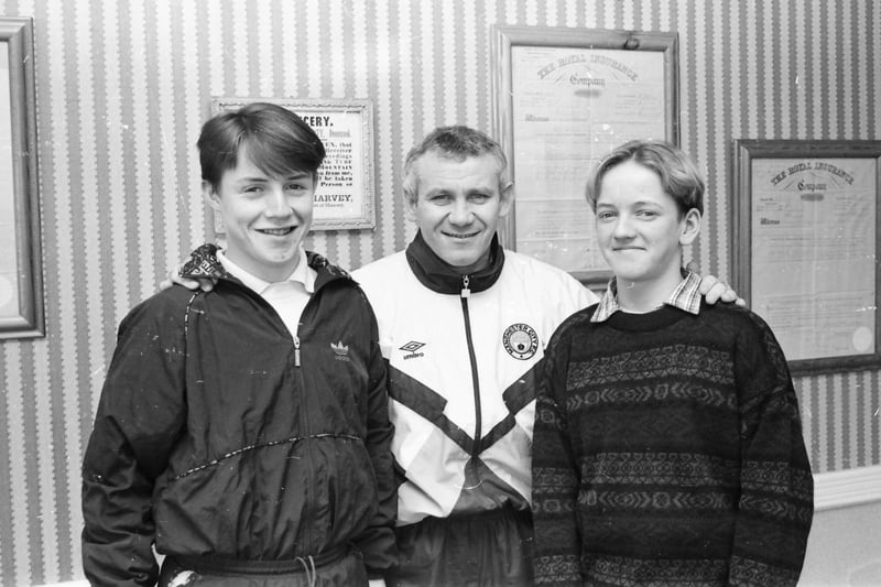 Manchester City player manager Peter Reid during a visit to Derry in January 1992.
