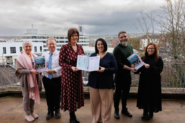 Shauna McClenaghan of Inishowen Partnership, John Hueston and Samantha Traynor of Northwest Regional College, Dearbhail Lawless of AONTAS, Chris McDonagh of GSAP, and Catriona Sweeney of Northwest Regional.jpg