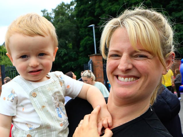 Catriona Doherty with son Michael at the Féile Family Festival held in the Gasyard Centre. (Photo - Tom Heaney, nwpresspics) : .