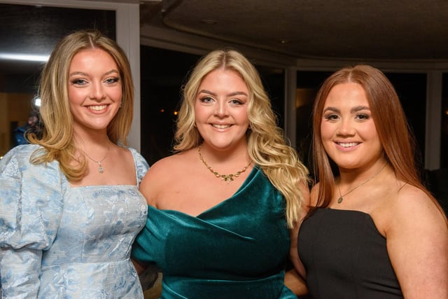 Holly Deane, Hannah Deane and Maria Hickey pictured at Londonderry Musical Society’s 60th Anniversary dinner in the White Horse Hotel. Picture Martin McKeown. 14.01.23
