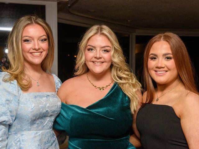 Holly Deane, Hannah Deane and Maria Hickey pictured at Londonderry Musical Society’s 60th Anniversary dinner in the White Horse Hotel. Picture Martin McKeown. 14.01.23