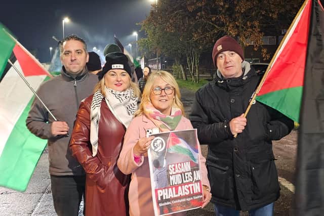 Colr. Duffy (second left) with Sinn Féin colleagues at a Palestine solidarity event.