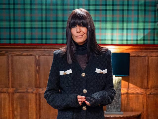 The Traitors Claudia Winkleman does country meets gothic glam in this cardigan by Self Portrait. Picture: BBC / Studio Lambert, Euan Cherry