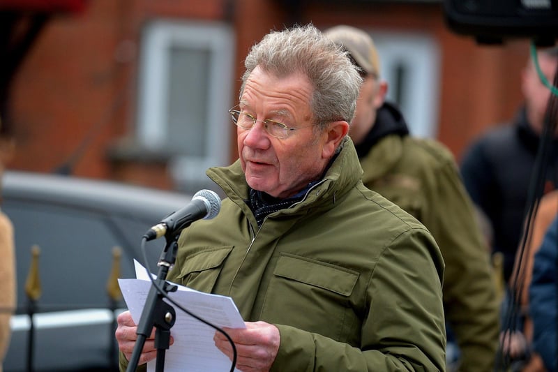 Joe McKinney speaking at the Bloody Sunday monument in Joseph's Place on Monday afternoon where a one minute silence was observed on the 51st anniversary of the Bloody Sunday massacre. Photo: George Sweeney. DER2306GS 47