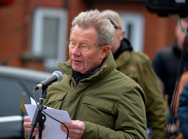 Joe McKinney speaking at the Bloody Sunday monument in Joseph's Place on Monday afternoon where a one minute silence was observed on the 51st anniversary of the Bloody Sunday massacre. Photo: George Sweeney. DER2306GS 47