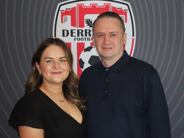 Derry City merchandise member Kieran Doyle and his partner