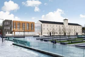 A proposed 3D view of what the Ebrington Hotel would look like in Ebrington Square.