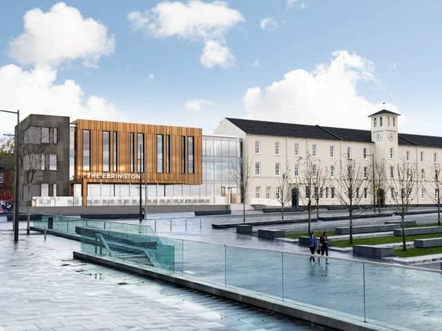 A proposed 3D view of what the Ebrington Hotel would look like in Ebrington Square.