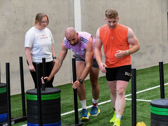 Competitor in the Hyrox Fitness Challenge held at Sean Dolans GAC on Saturday.  Photograph: George Sweeney