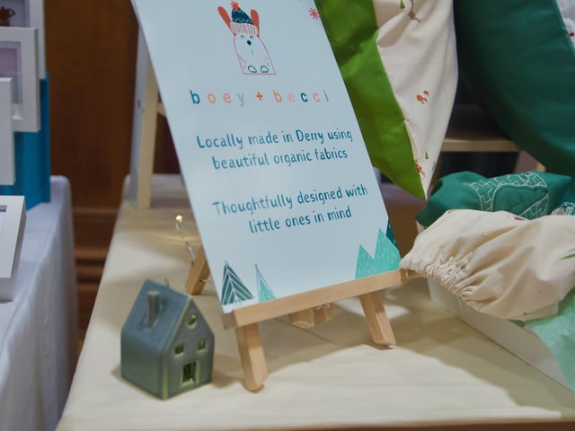 Lisa McLaughlin's boey + becci products on display in the Guildhall.