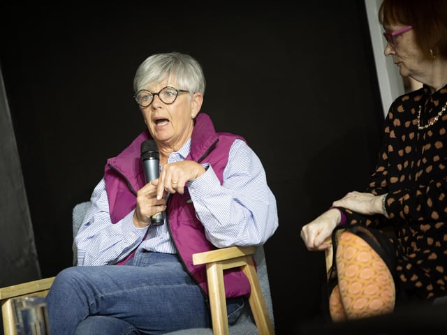 Panellist Jacquie Loughrey giving her opinion on US politics during Tuesday's event.