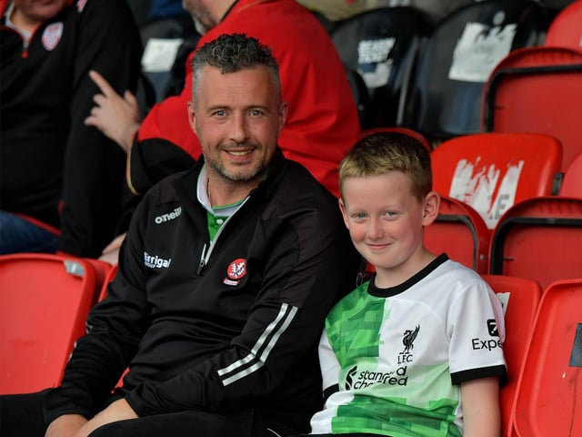 Derry City fans at the game against Sligo Rovers on Friday evening. Photo: George Sweeney. DER2327GS – 054