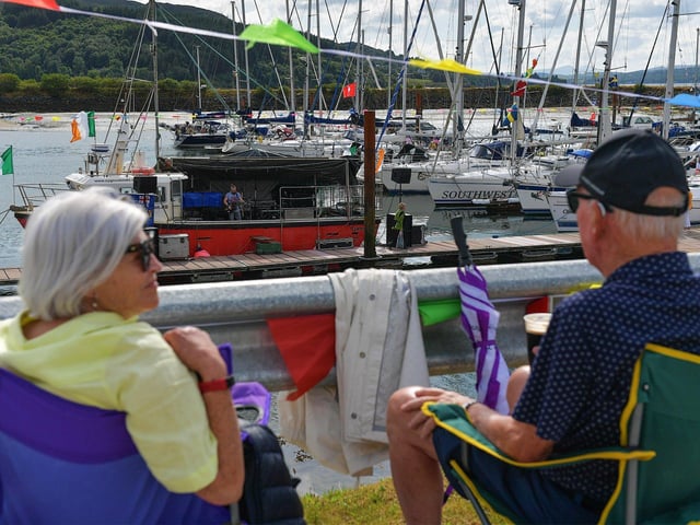 Enjoying the entertainment at the blessing of the boats, and family fun day, at the Fahan Marina on Sunday afternoon. Photo: George Sweeney. DER2326GS - 19