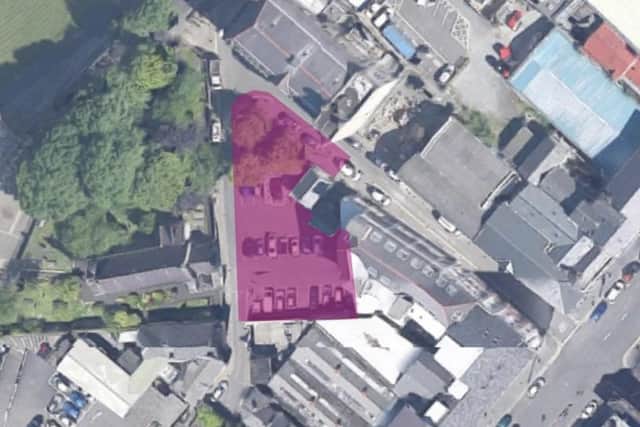 A bird's eye view of the site contained in a design and access statement prepared by The Paul Hogarth Company on behalf of the Department for Communities.