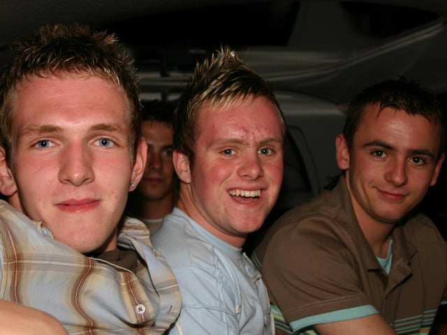 Having a good time in the Limo are Conor McGinty Christy Kirk and Birthday boy Paul Magill 8463dd : .