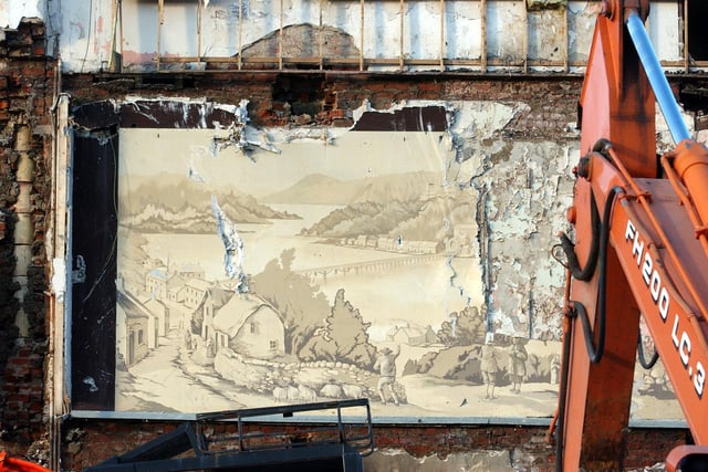A beautiful mural rediscovered in the building during the demolition work.