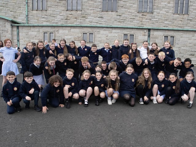 CLASS OF 2025. . . .The Holy Child Primary School Class of 2025 pictured at St. Mary's Church, Creggan on Thursday afternoon. (Photo: Jim McCafferty Photography)