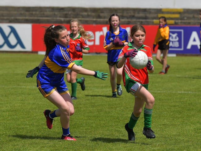 Glendermott versus Sacred Heart in Celtic Park last week. Photo: George Sweeney. DER2321GS – 150