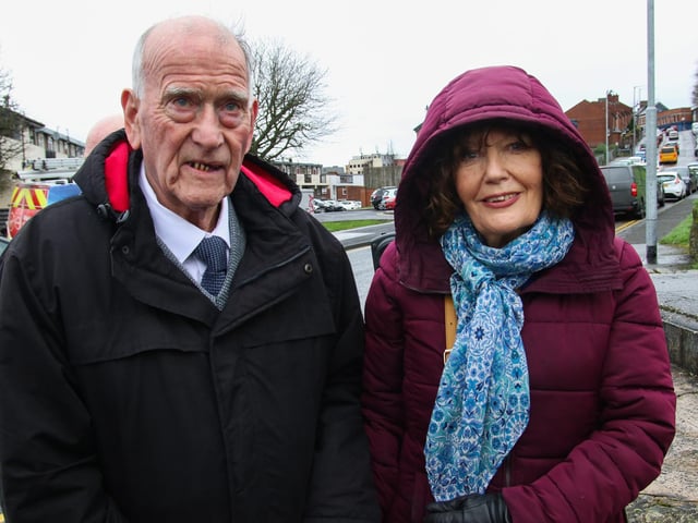 Michael McGonigle, Honorary Vice President Republican Sinn Féin pictured with Nora Canning, daughter of Seán Keenan, at The Seán Keenan Annual Commemoration in Fahan Street. (Photo - Deirdre Heaney, nwpresspics)