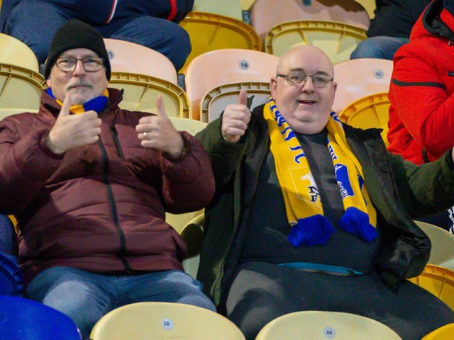 Stags fans at the One Call Stadium for the match against Colchester Utd.