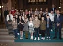 Pupils from Rosemount PS who received the Sacrament of Confirmation from Fr. Paul Farren at St. Eugene’s Cathedral on Friday last. Included is Mr. Paul Bradley, Principal, Mr. Quinn, teacher, Mrs. Stewart, Ms. Friars and Mr. Doherty. (Photo: Jim McCafferty Photography)
