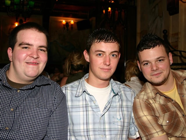 Left to rightSimon Cooke Chris McLaughlin and Conor Bradley enjoying the night 8453dd : .