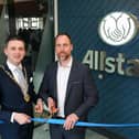 Derry City & Strabane District Deputy Mayor COLR Jason Barr and Allstate NI Managing Director Stephen McKeown officially opening the new Allstate NI office at the Innovation Centre, Catalyst Building in Derry.