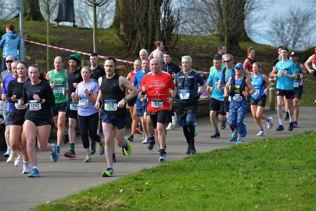 Competitors make their way around St Columb’s Park during Saturday morning Walled City 10 Miler. Photograph: George Sweeney