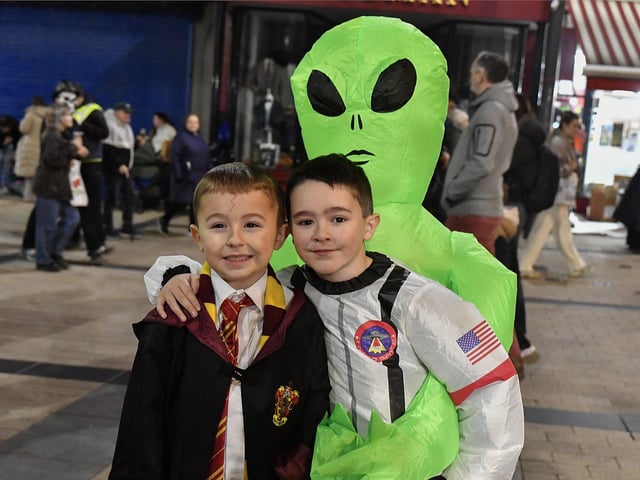 Revellers in costume at the Halloween festivities on Friday evening. Photo: George Sweeney