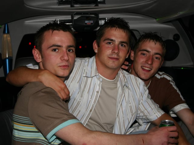 Paul Magiil Birthday Boy in the Limo with matesMichael O'Hagan and George Gill 8462dd : .