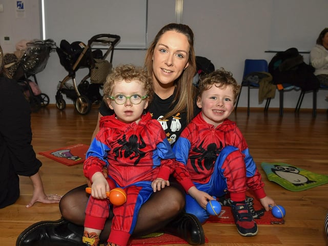 Pictured are young children and relatives at the he Waterside Shared Village cross-community Halloween kids costume party and disco with entertainment from Jo Jingles and Gary McMusic.