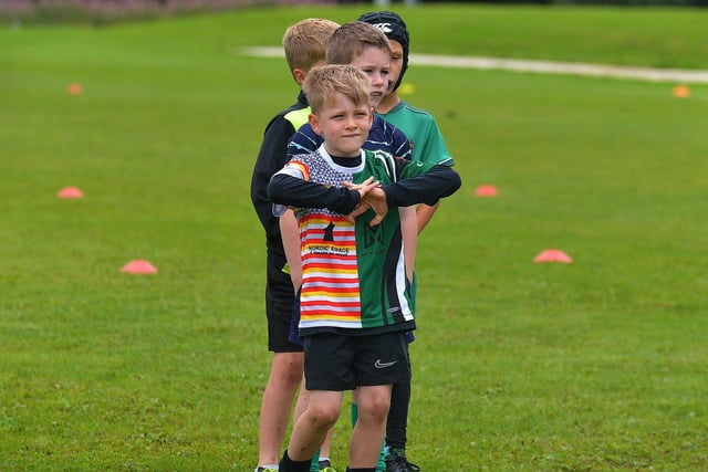 Children taking part in the recent City of Derry Youth Rugby Summer Camp.  Photo: George Sweeney. DER2331GS – 59